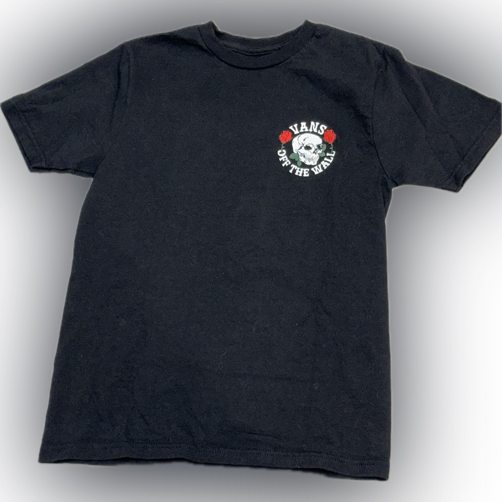 Vans Girls Black Graphic Skull Rose Tee Shirt | Off The Wall Logo Streetwear - Picture 4 of 4